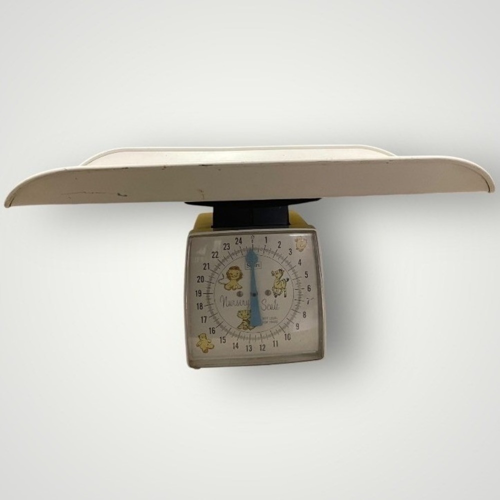 Vintage‎ Hanson Sears Nursery Scale MCM 60s 70s Retro White Metal Baby 25lb
